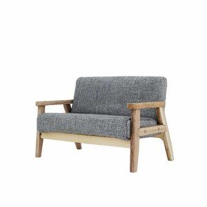 Dollhouse Miniature Furniture Japanese Fabric Wooden Sofa Chair Gray 1:12
